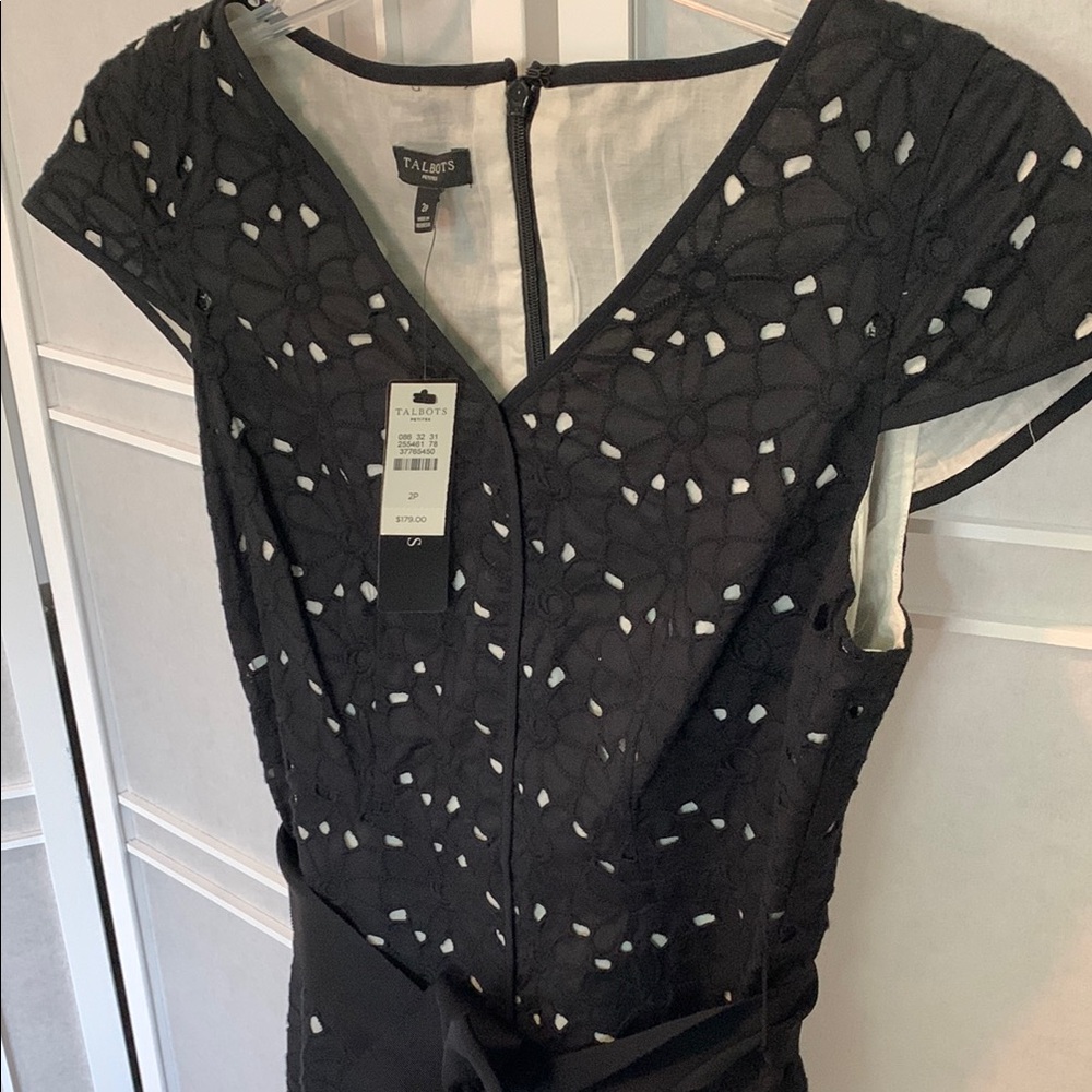 Talbots Black and white Eyelet Flutter Sleeve Dress - Picture 3 of 3